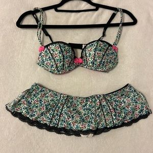NWOT Victoria’s Secret 34 B Sexy Little Things Bra and M Skirted Thing set